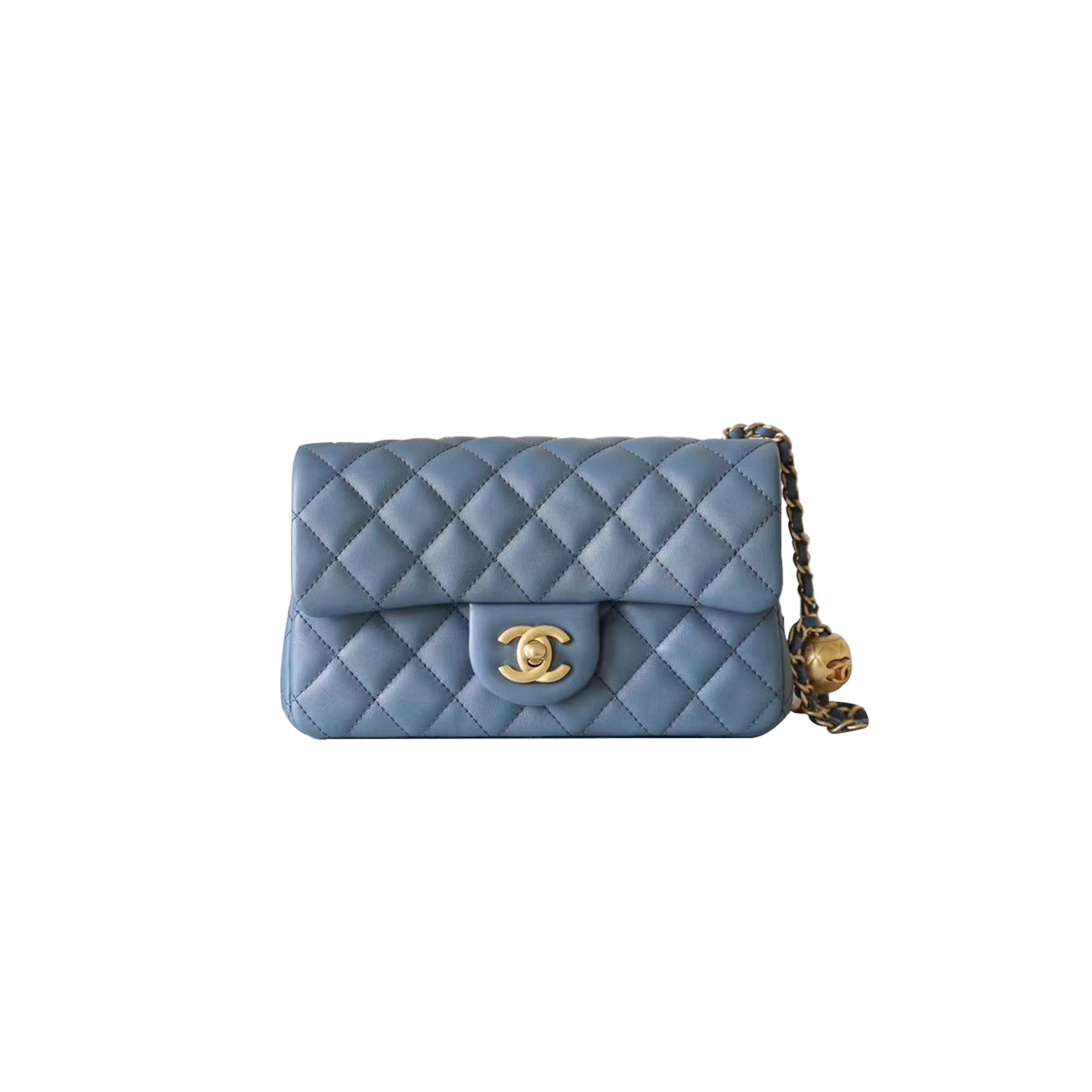 CHANEL GOLD BALL CHAIN FLAP BAG (20*13*7cm)